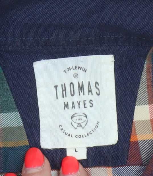 T.M. Lewin Thomas Mayes Men’s L Multicoloured Plaid Cotton Shirt