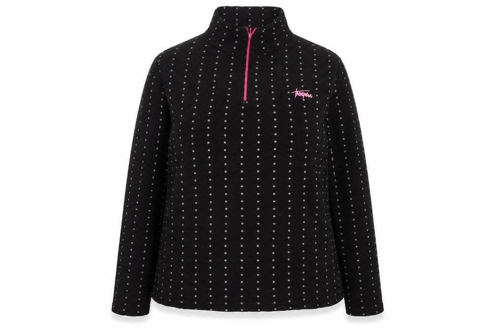 Trespass Women's Black Polka Dot 1/4 Zip High Neck Sweatshirt 2XL