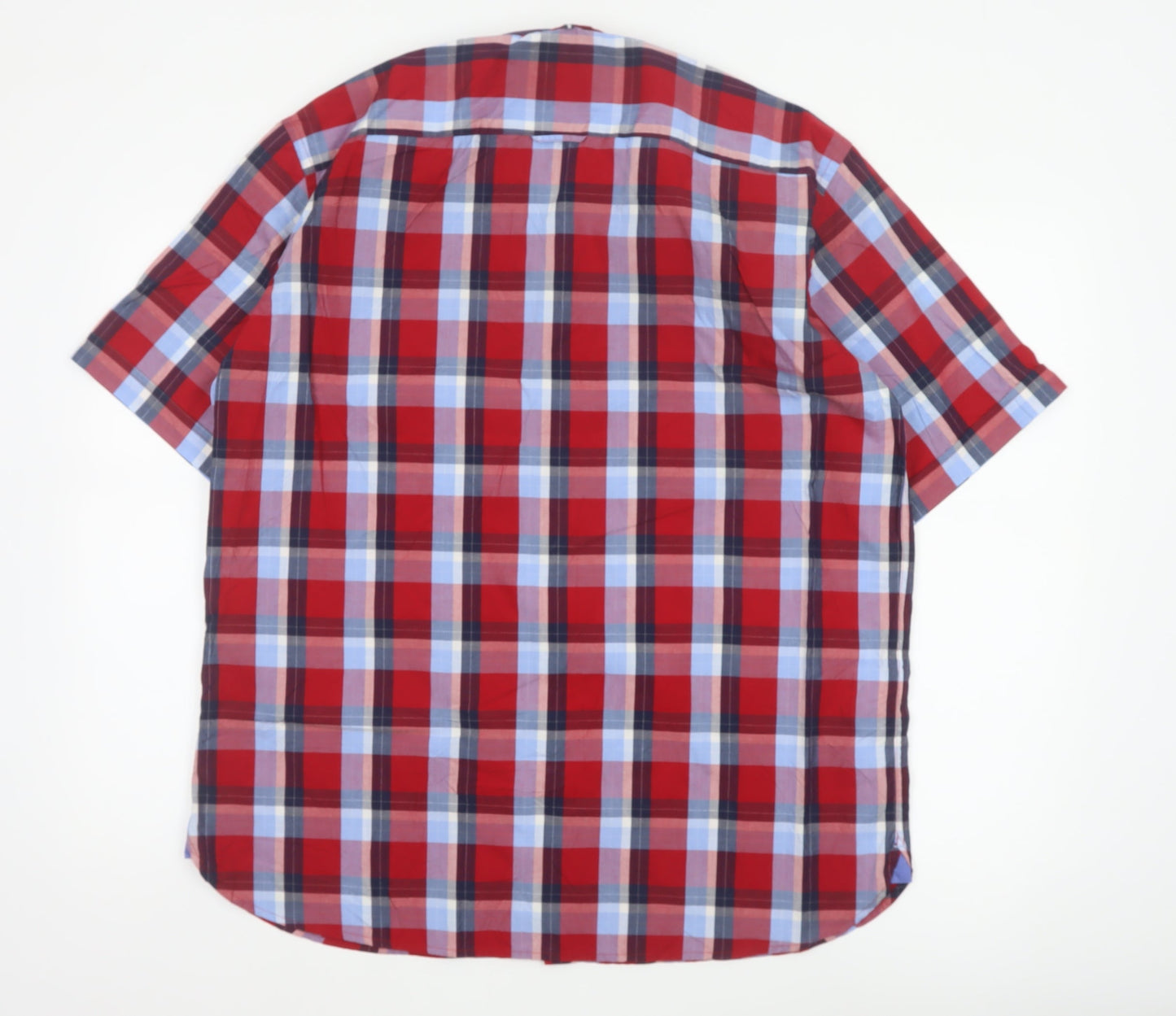 Blue Harbour Men’s Red Plaid Cotton Short Sleeve Button-Up Shirt L