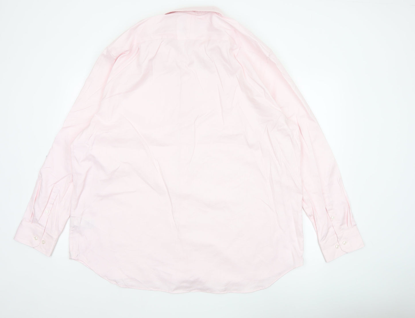 Marks & Spencer Men Pink 18.5 Regular Fit Herringbone Cotton Shirt