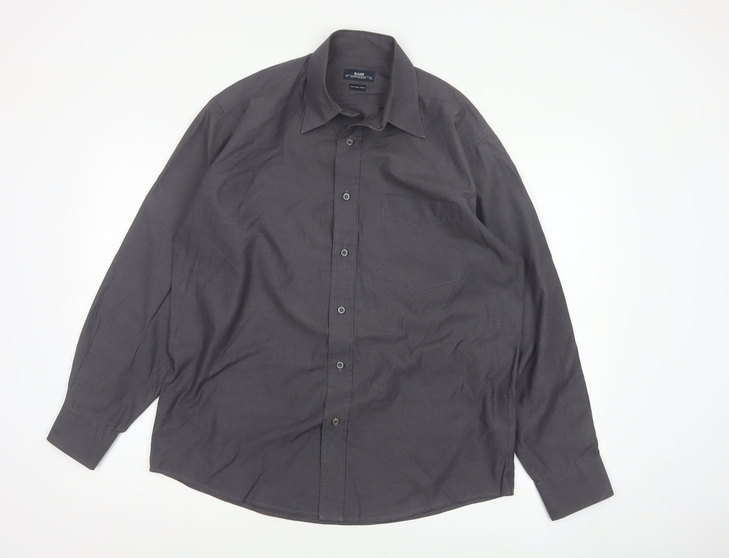 Blazer Shirtmakers Men's Black 15.5 Cotton Rich Long Sleeve Shirt