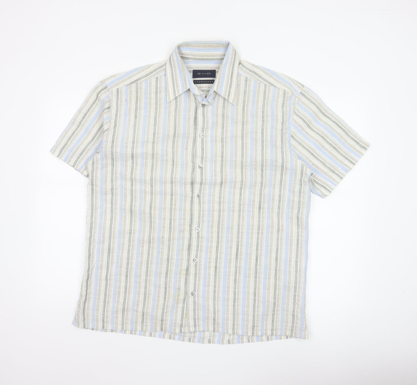 Sand Men’s M Multicoloured Striped Short Sleeve Button-Up Shirt