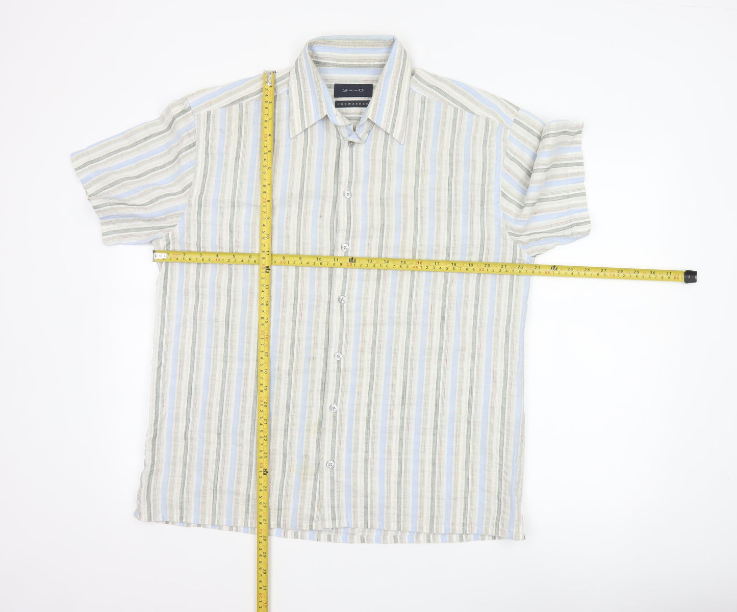 Sand Men’s M Multicoloured Striped Short Sleeve Button-Up Shirt