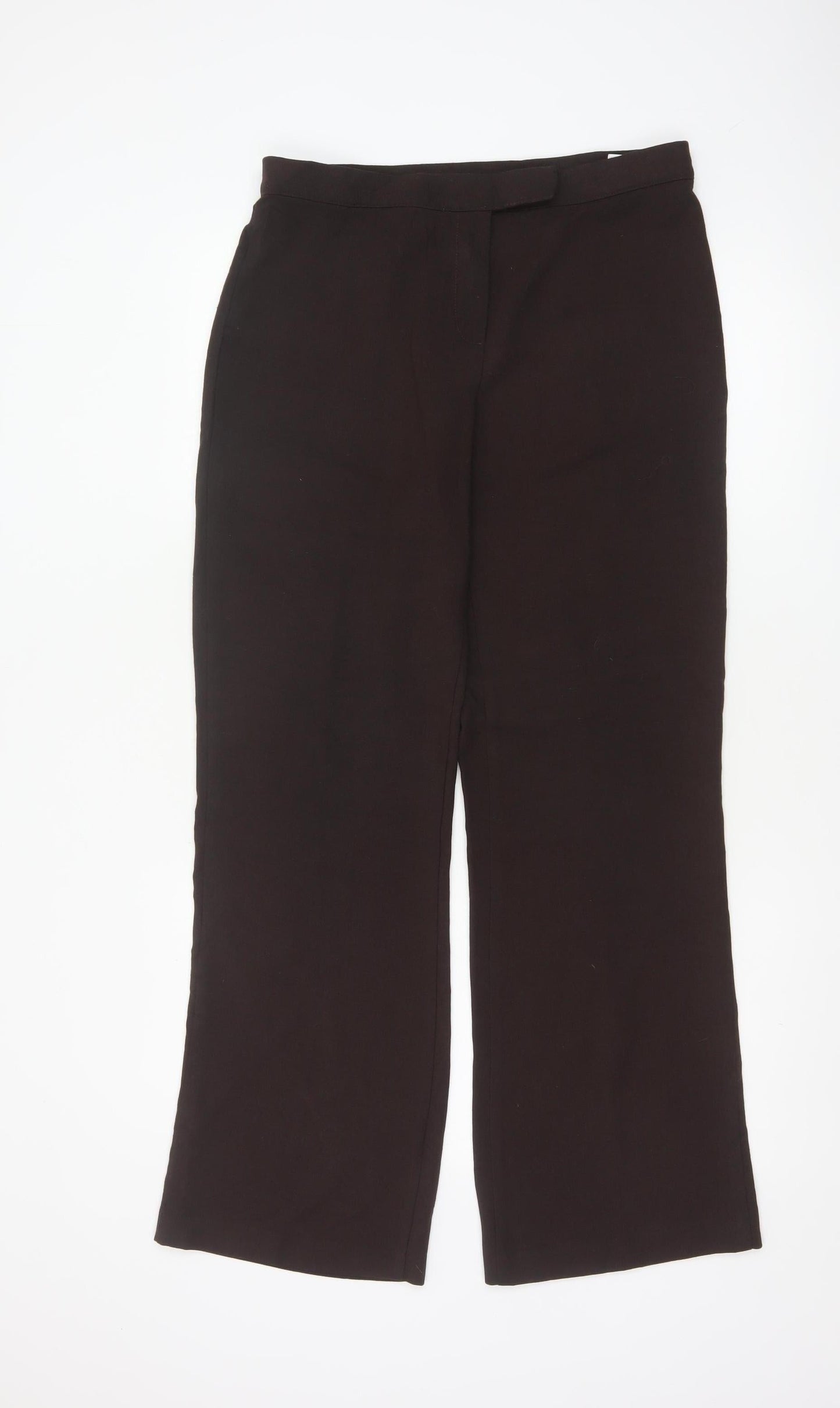 Marks & Spencer Women Brown UK 12 Bootcut Lined Dress Trousers