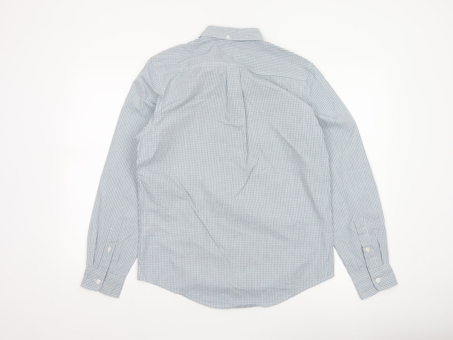 Next Men's Blue White Check S Button-Down Long Sleeve Cotton Shirt