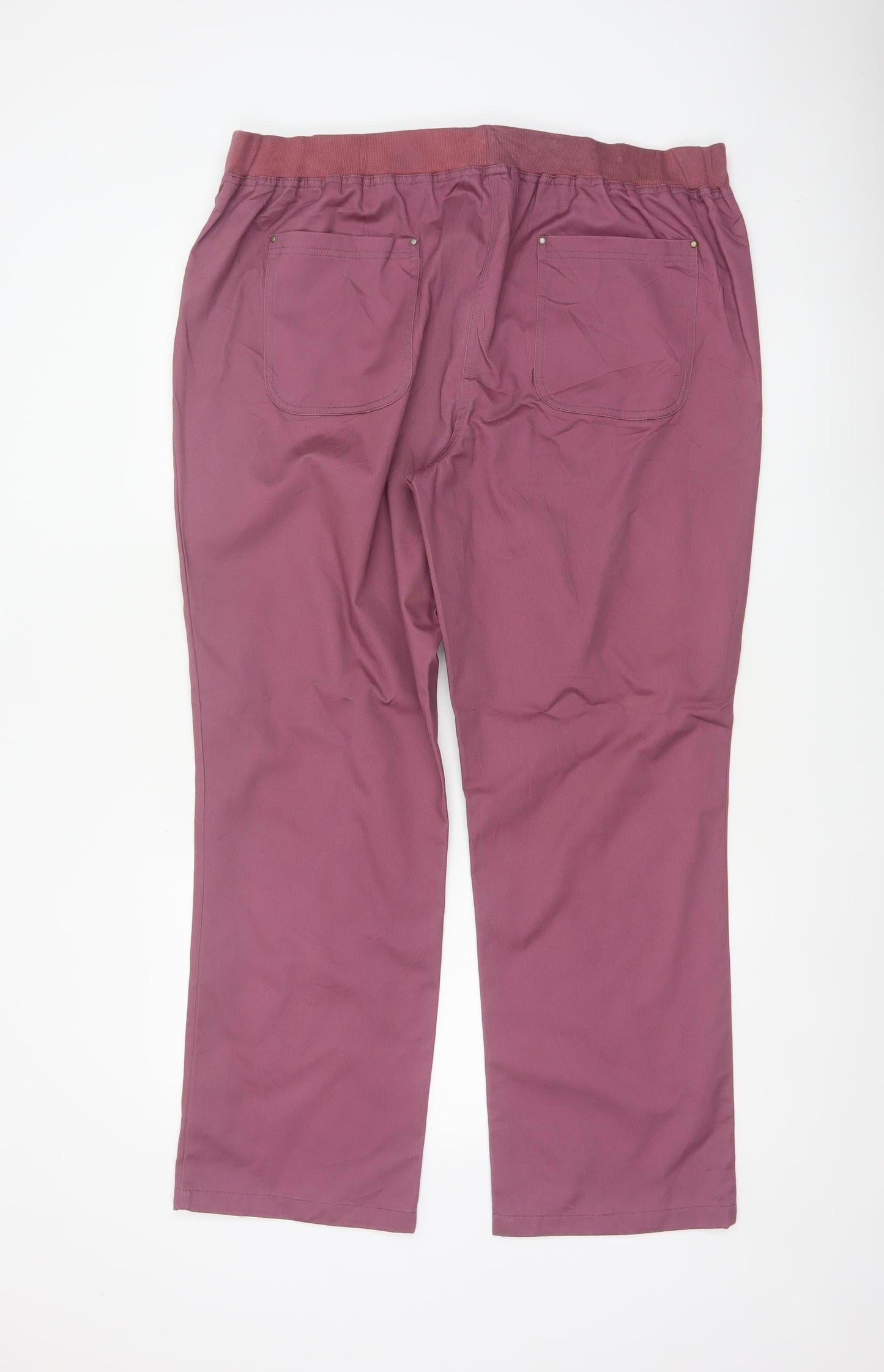Cotton Traders Women Purple Size 18 Straight Trousers Tie Waist