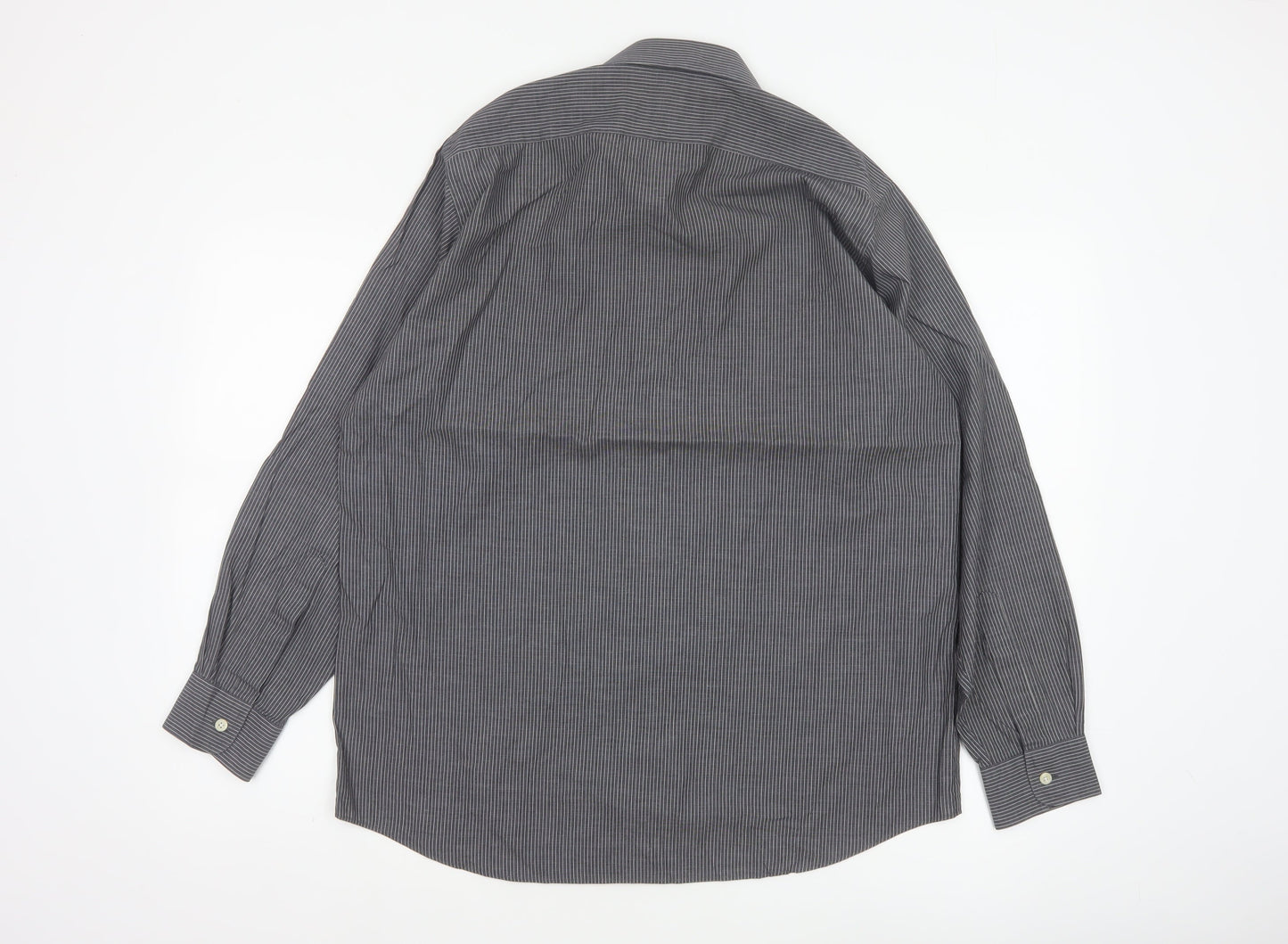 Jonelle Men’s Grey Pinstripe 15.5 Long Sleeve Button-Up Shirt