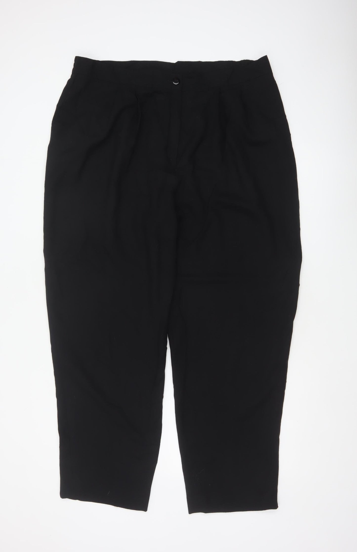 Elvi Women’s Black Size 24 Wool Blend High Rise Tapered Dress Trousers