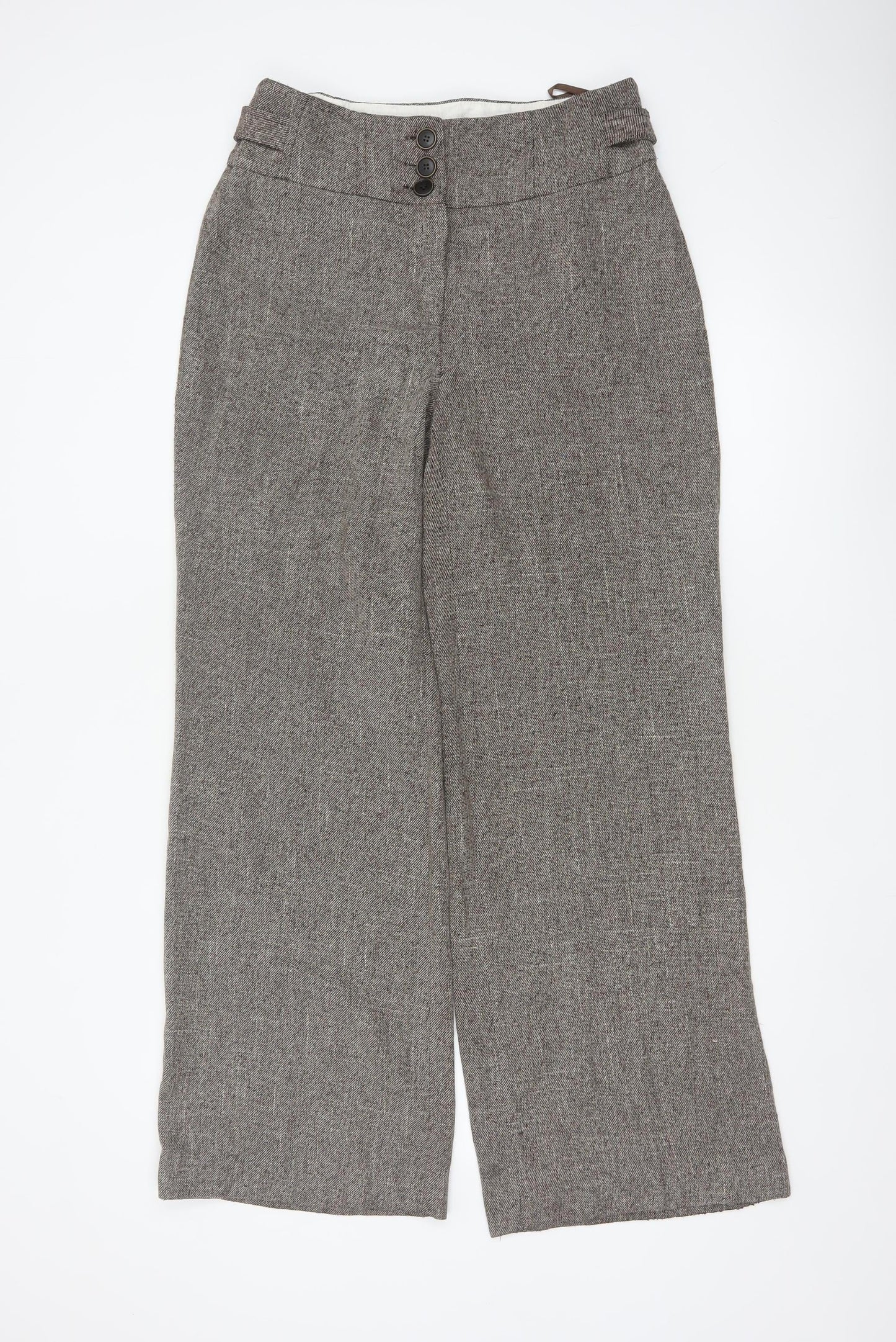 Principles Women’s Brown Herringbone Wide-Leg Trousers UK 12