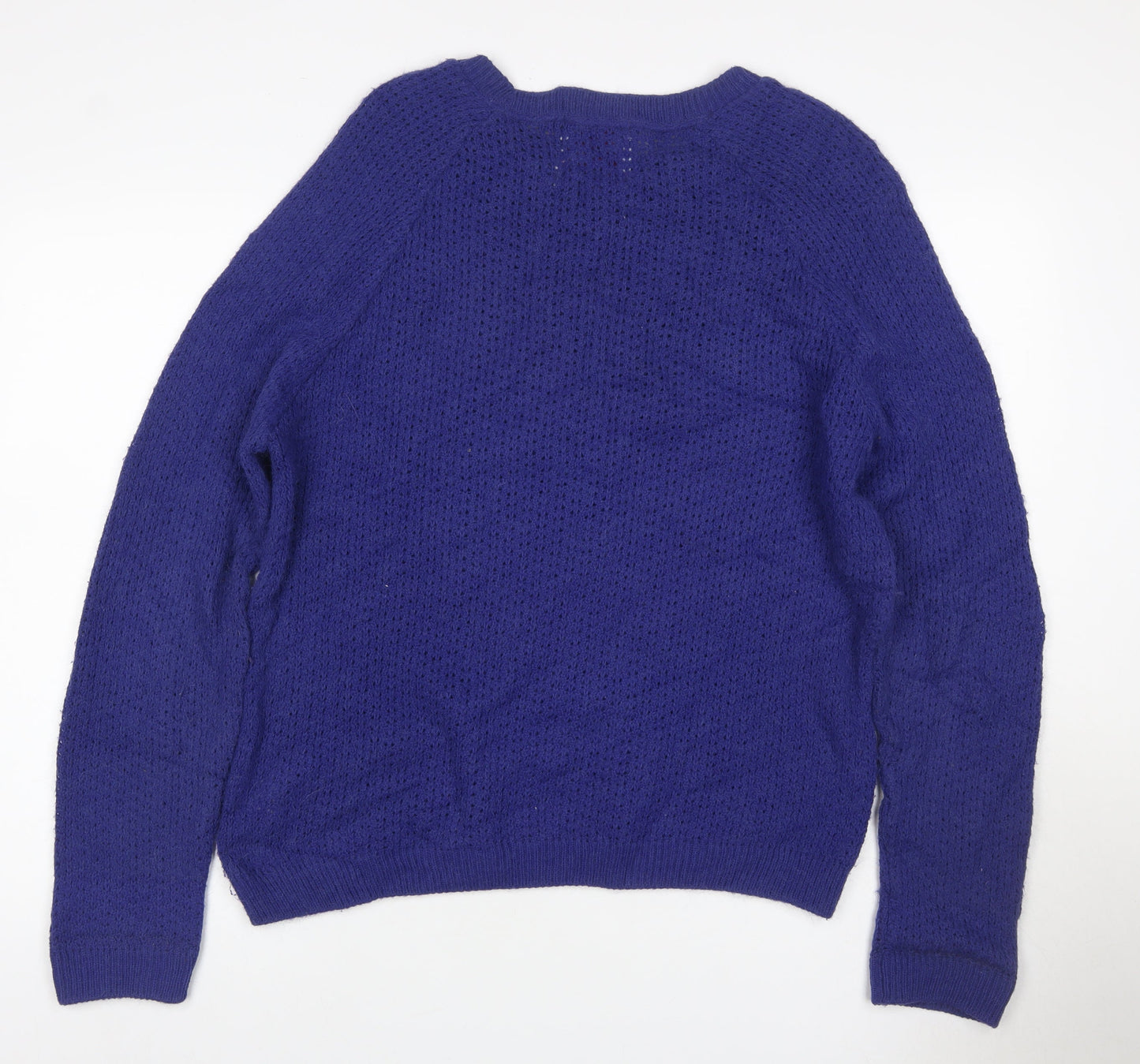 Topman Men Blue M Open-Knit Crew Neck Mohair Blend Jumper