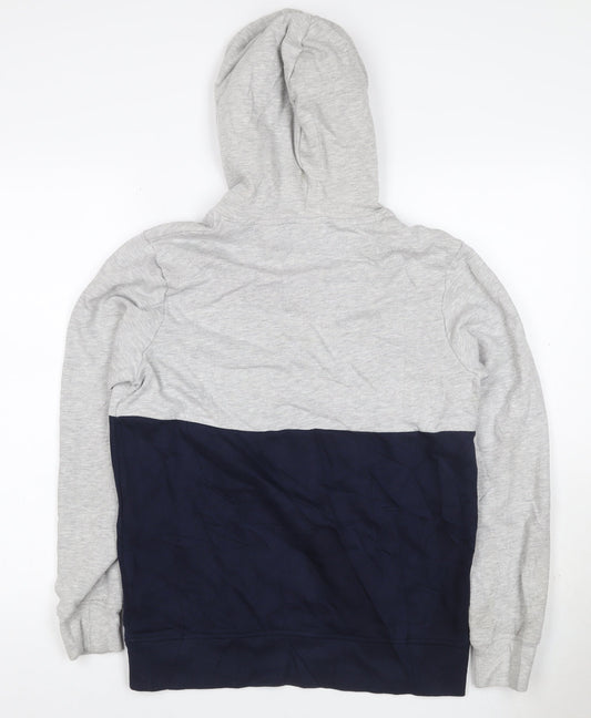 Jack & Jones Men's Grey Navy S Pullover Hoodie Graphic Logo Drawstring