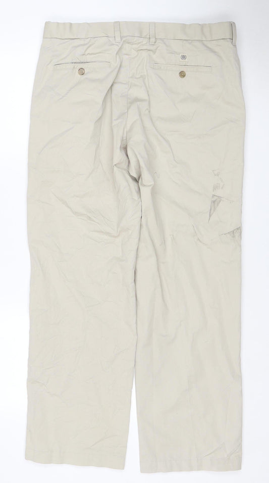 Marks and Spencer Men Beige 36W 31L Blue Harbour Cotton Chino Trousers