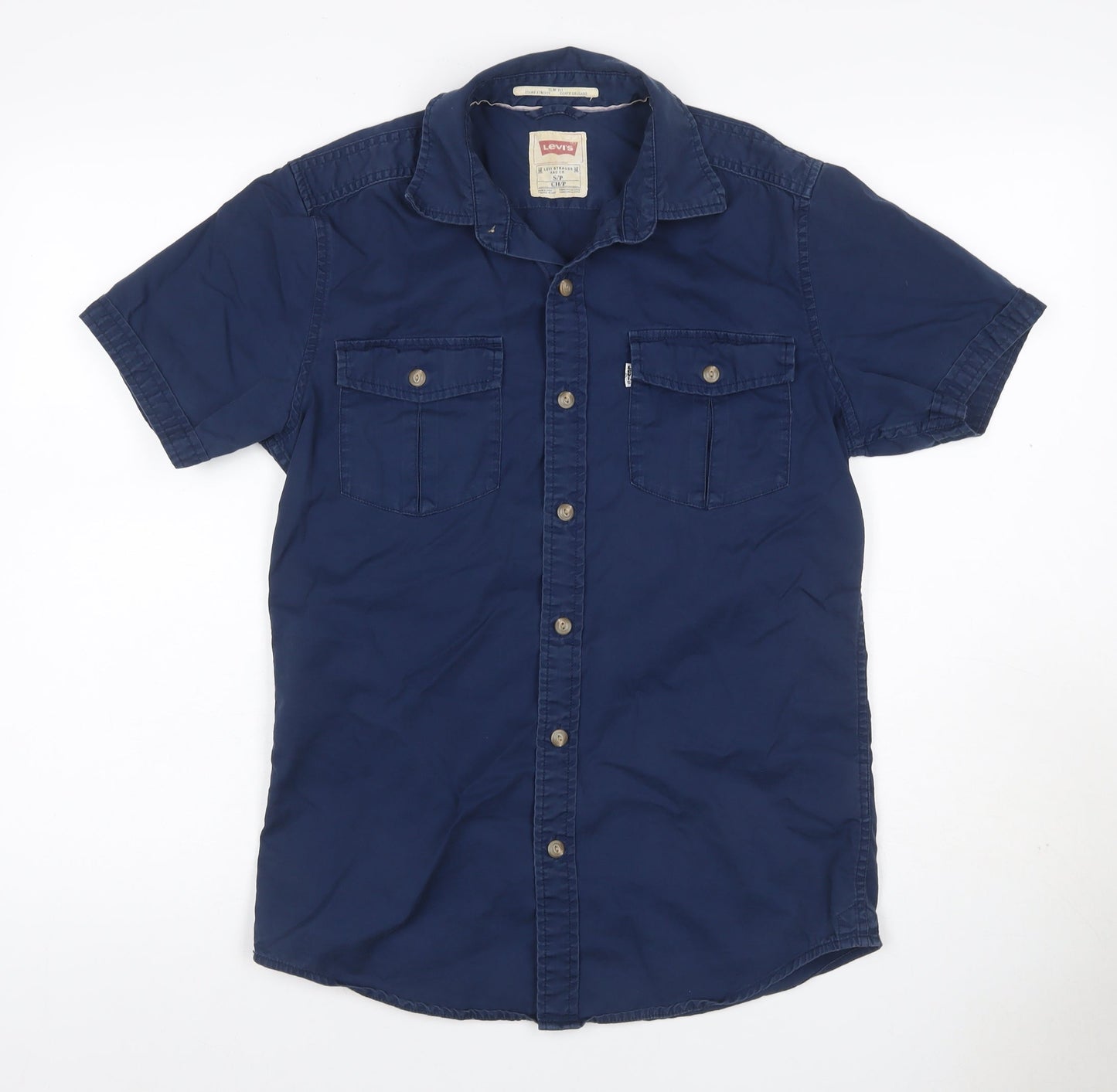 Levi's Men's Blue S Short Sleeve Button-Up Utility Pocket Shirt