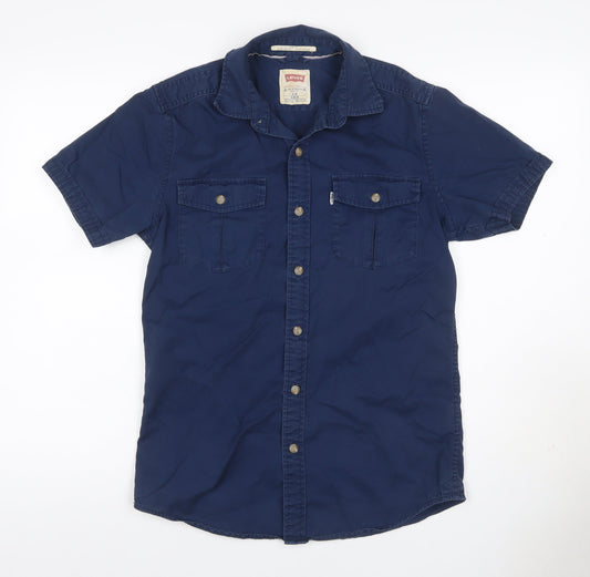 Levi's Men's Blue S Short Sleeve Button-Up Utility Pocket Shirt