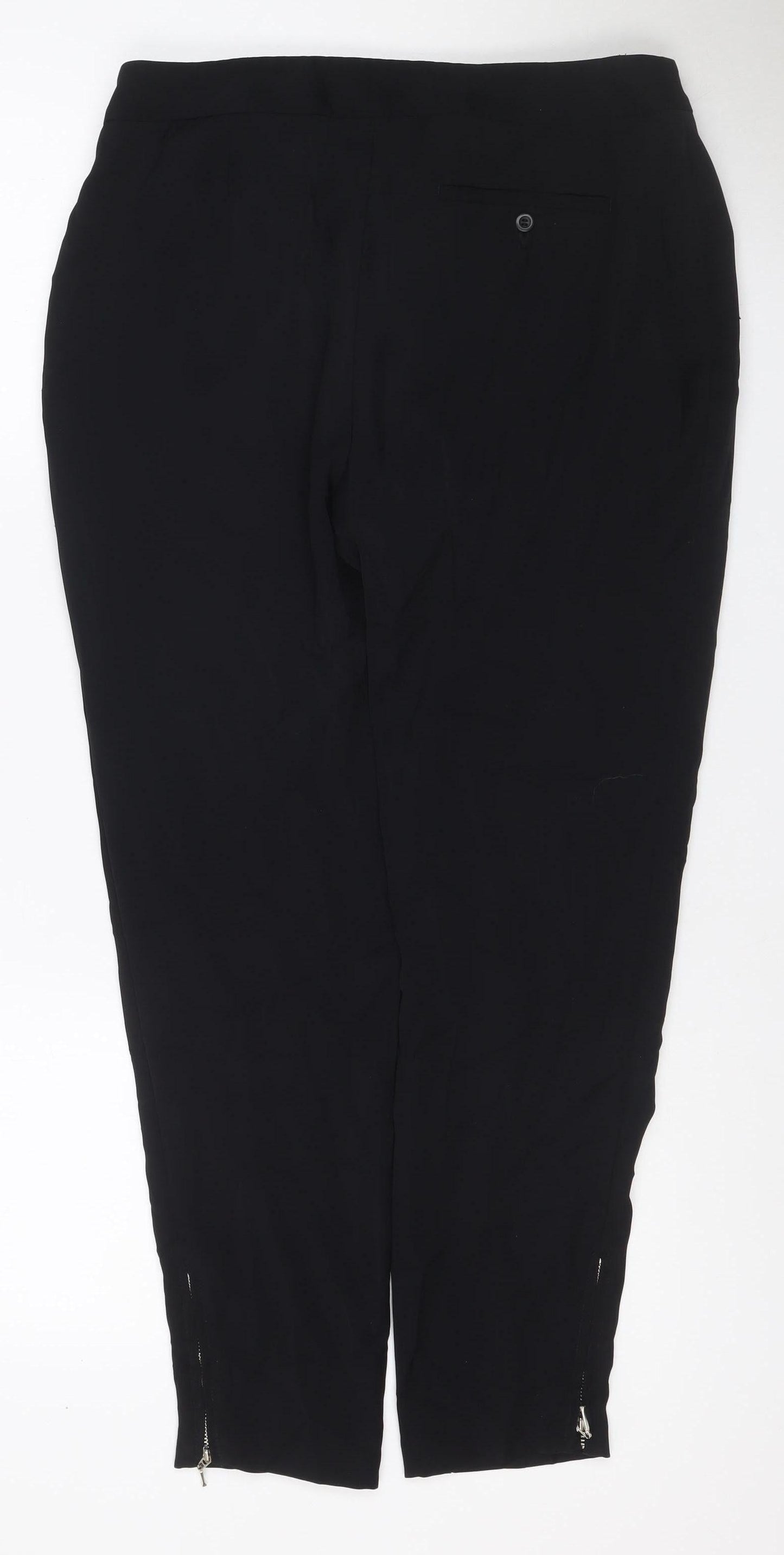 Marks & Spencer Women Black UK 12 Wide-Leg Dress Trousers Ankle Zip