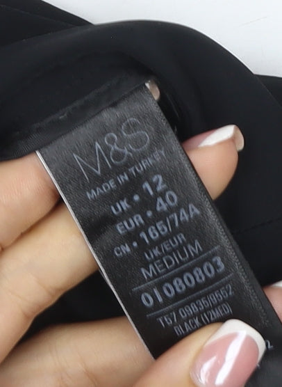 Marks & Spencer Women Black UK 12 Wide-Leg Dress Trousers Ankle Zip
