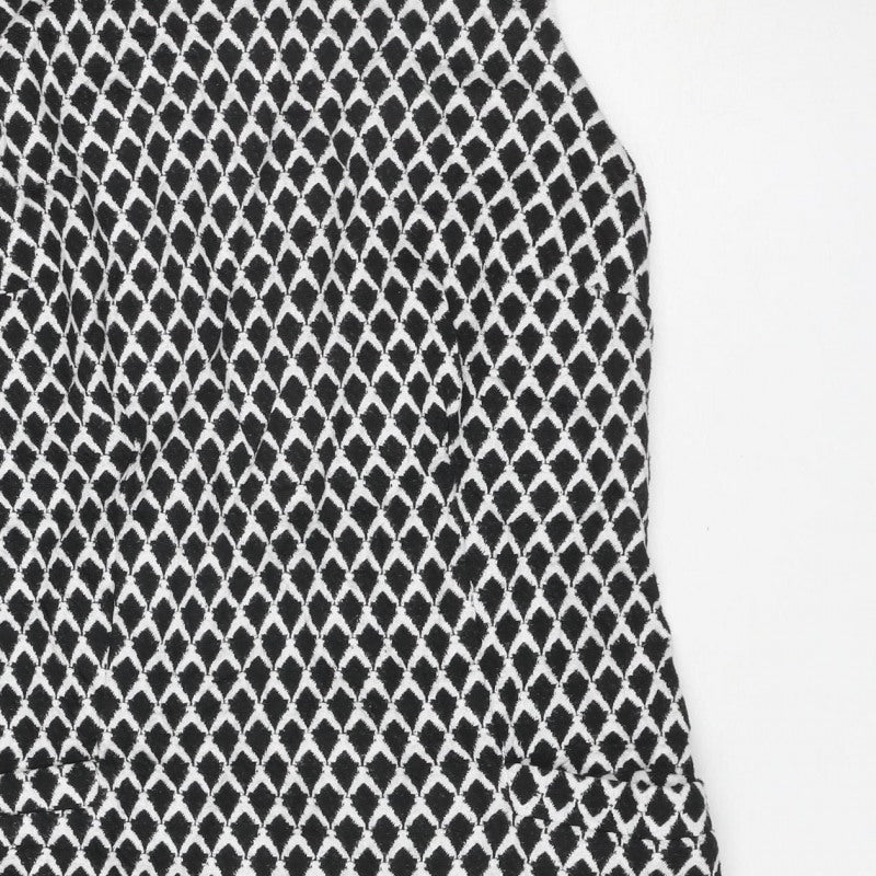 Wallis Women Black White UK 8 Geometric Knee Length Shift Dress