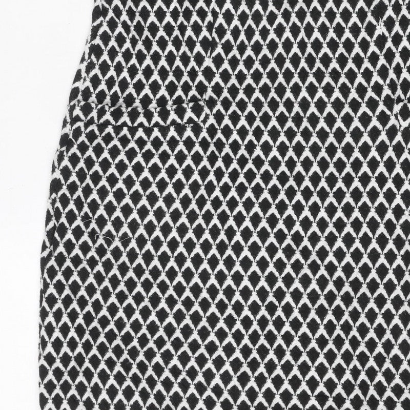 Wallis Women Black White UK 8 Geometric Knee Length Shift Dress