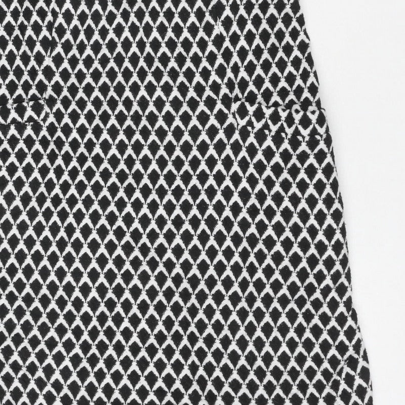 Wallis Women Black White UK 8 Geometric Knee Length Shift Dress