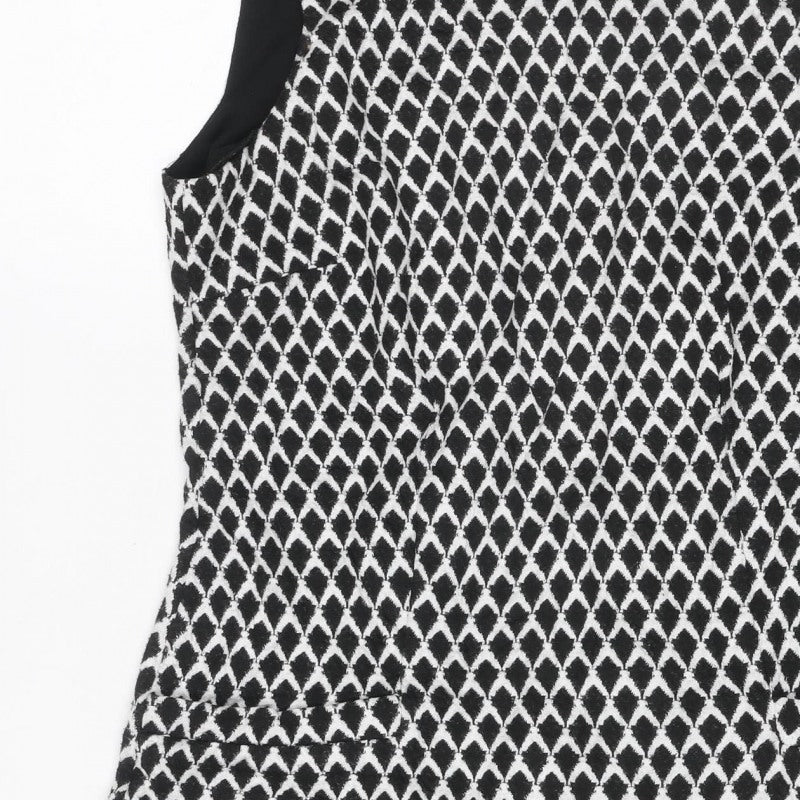 Wallis Women Black White UK 8 Geometric Knee Length Shift Dress