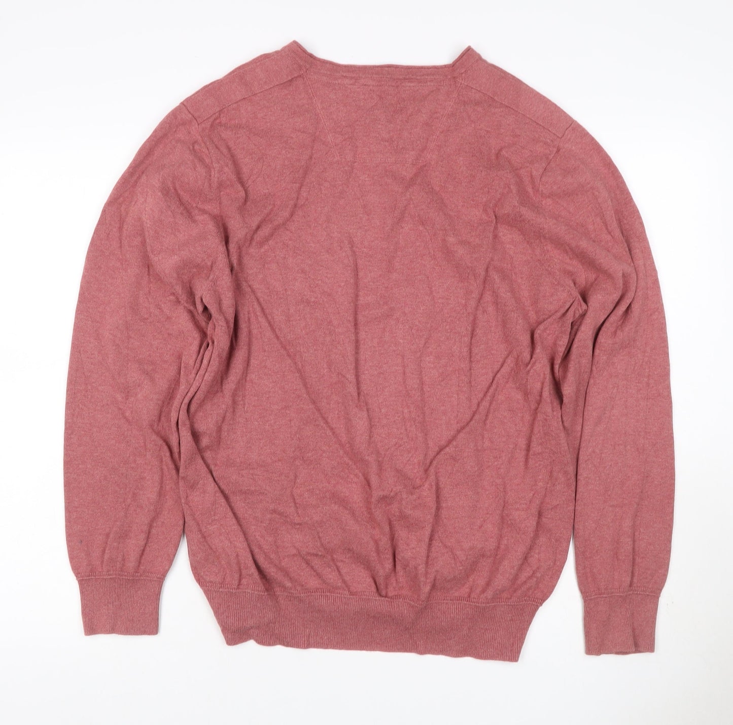 Rocha John Rocha Men’s Red Cotton V-Neck Pullover Jumper Size L