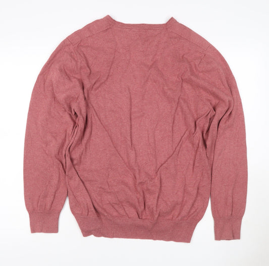 Rocha John Rocha Men’s Red Cotton V-Neck Pullover Jumper Size L