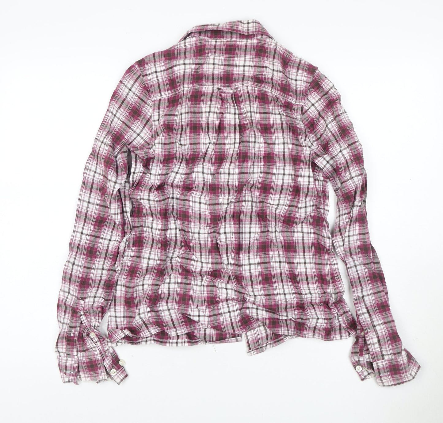 Peter Storm Women Pink Check Cotton Button-Up Shirt Size 12 Long Sleeve