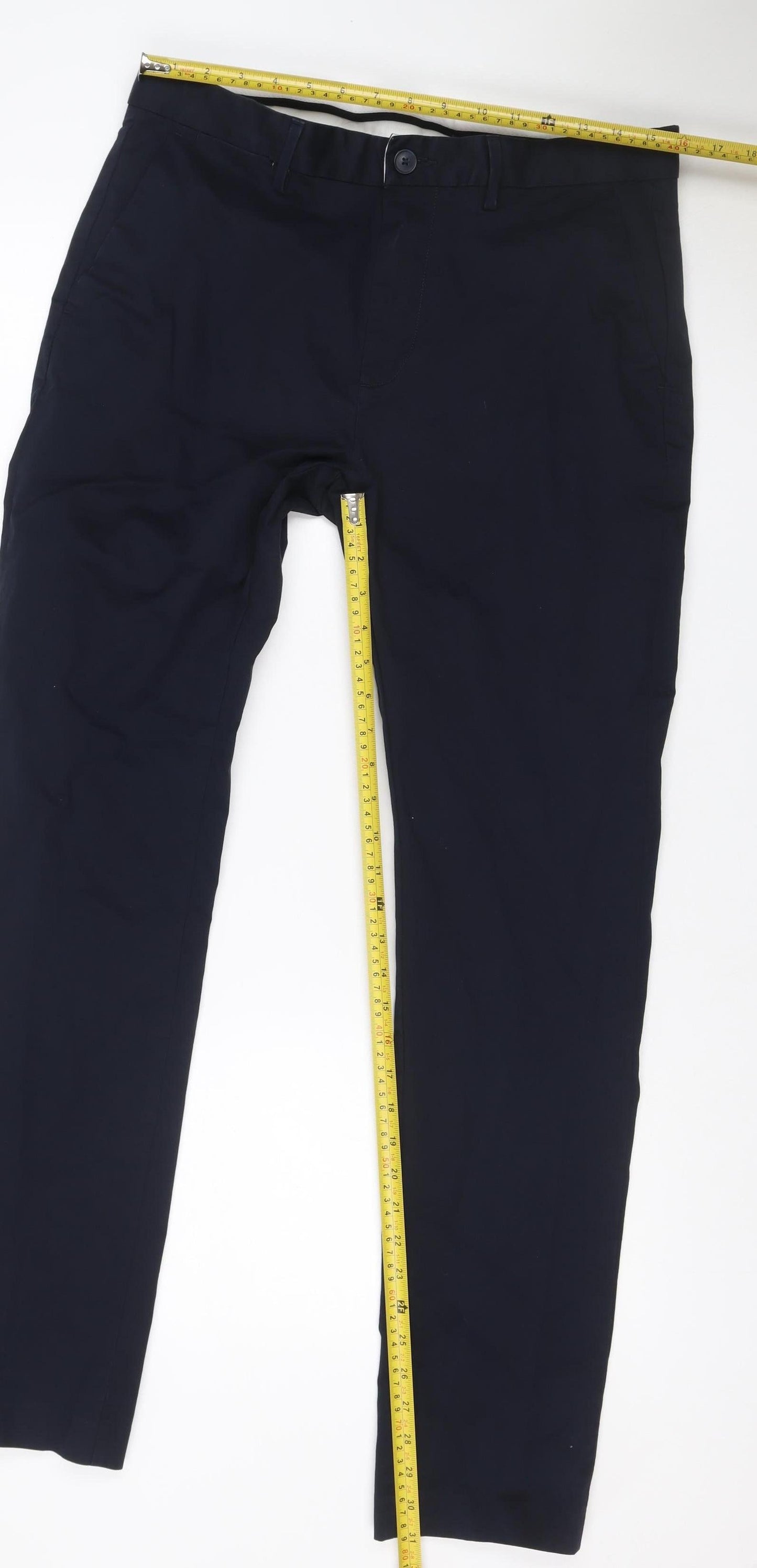 Marks and Spencer Men Black 34/33 Slim Stretch Chino Trousers