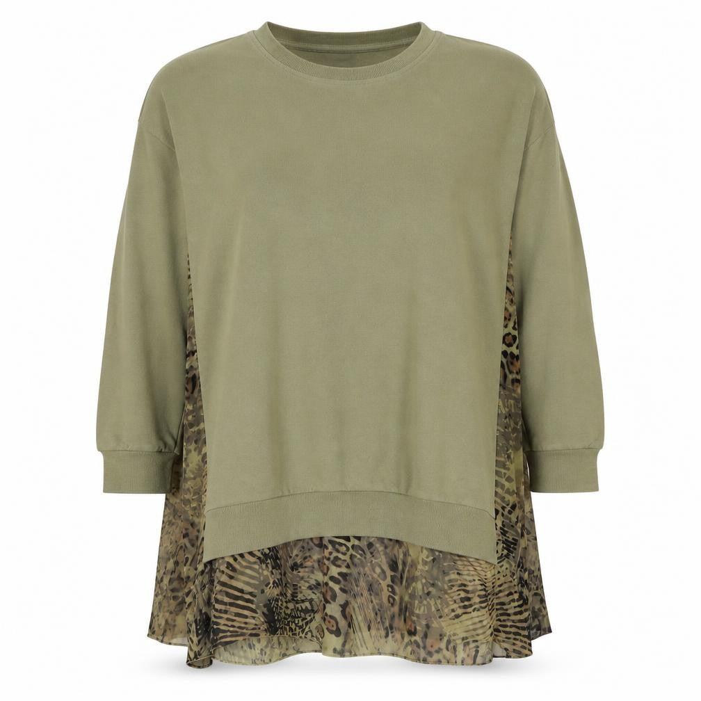 La Postcard Women Green Size 2 Leopard Print Long Sleeve Tunic Top