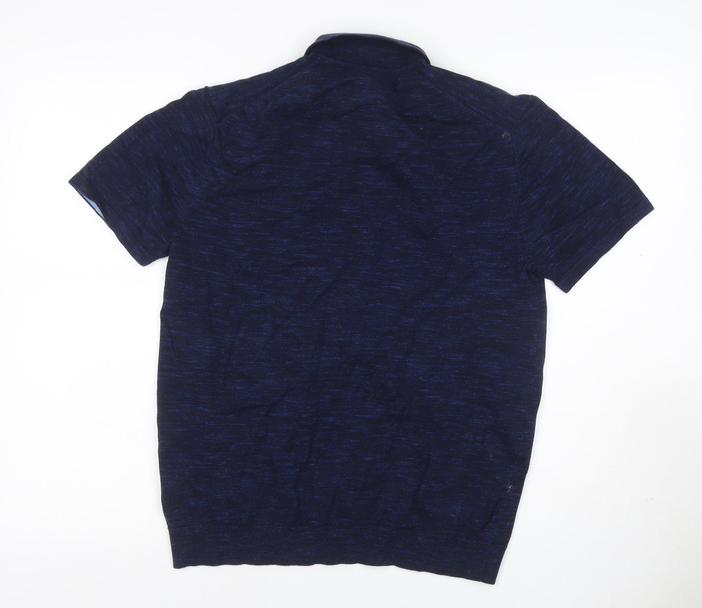 Marks and Spencer Men's Blue M Cotton Rich Short Sleeve Polo Shirt