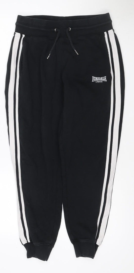 Lonsdale London Women Black UK 12 Jogger Track Pants Side Stripe