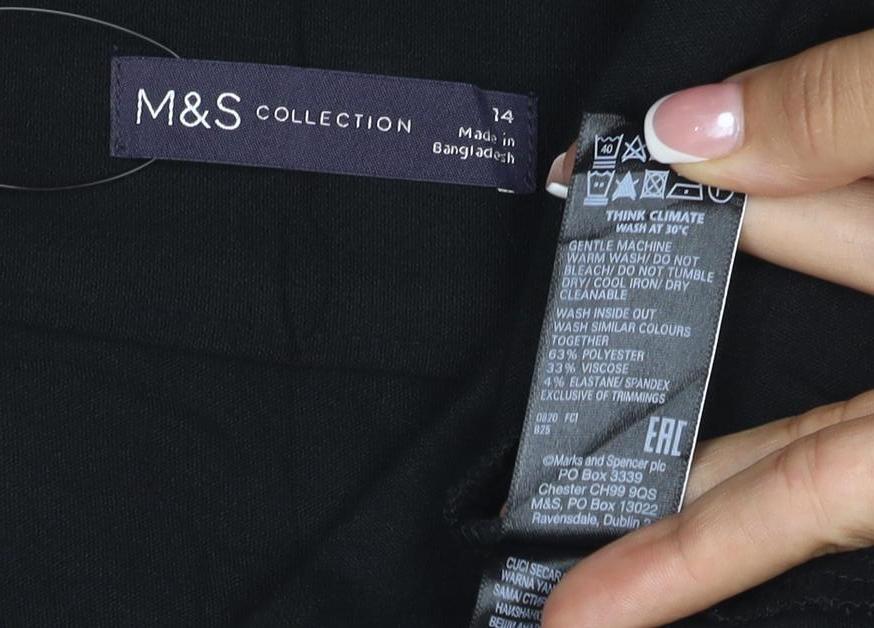 M&S Collection Women’s Black Size 14 Midi Flare Skirt Zip Workwear