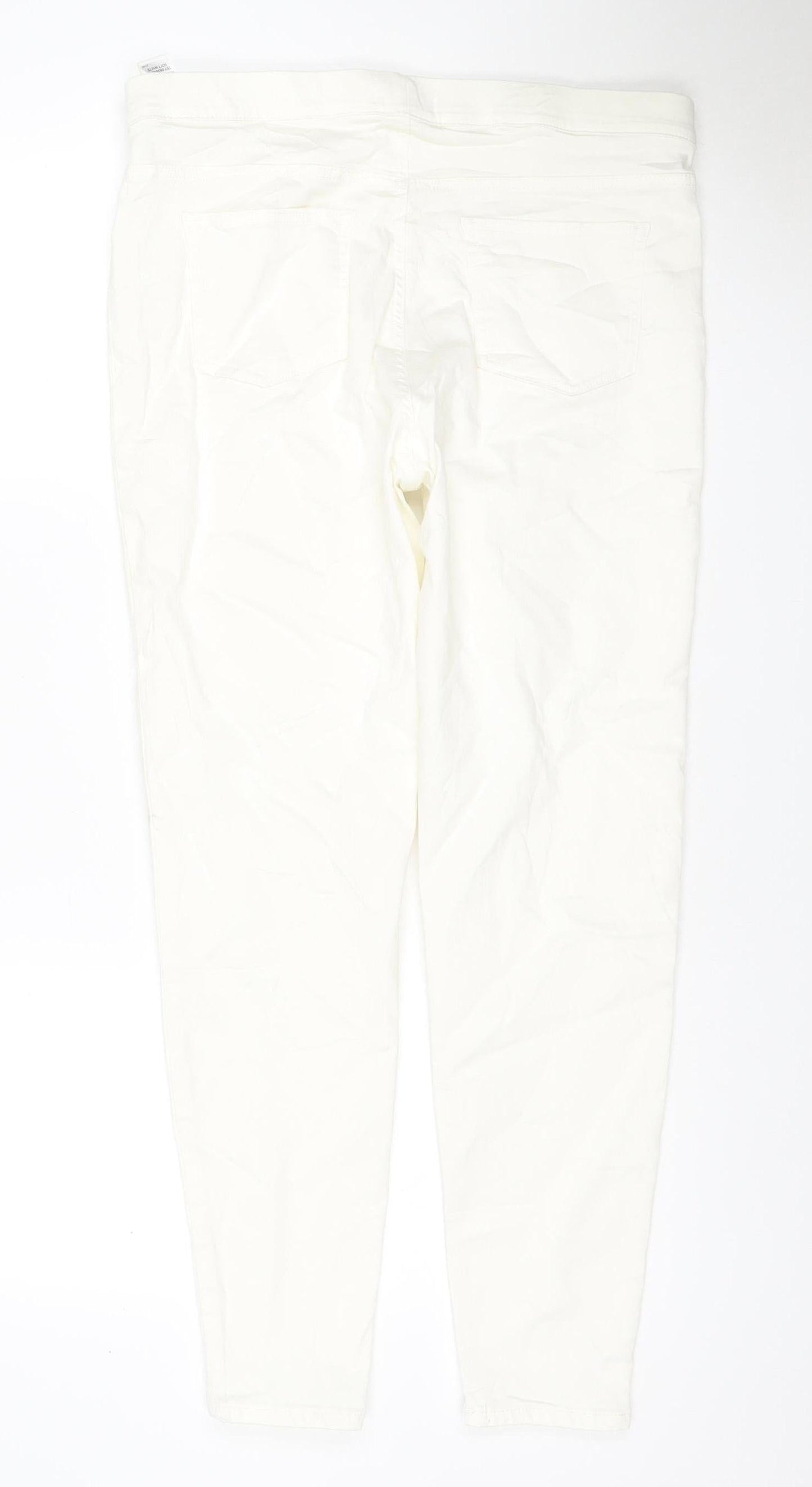 Marks & Spencer Women Ivory UK 16 Straight Stretch Jeans Regular