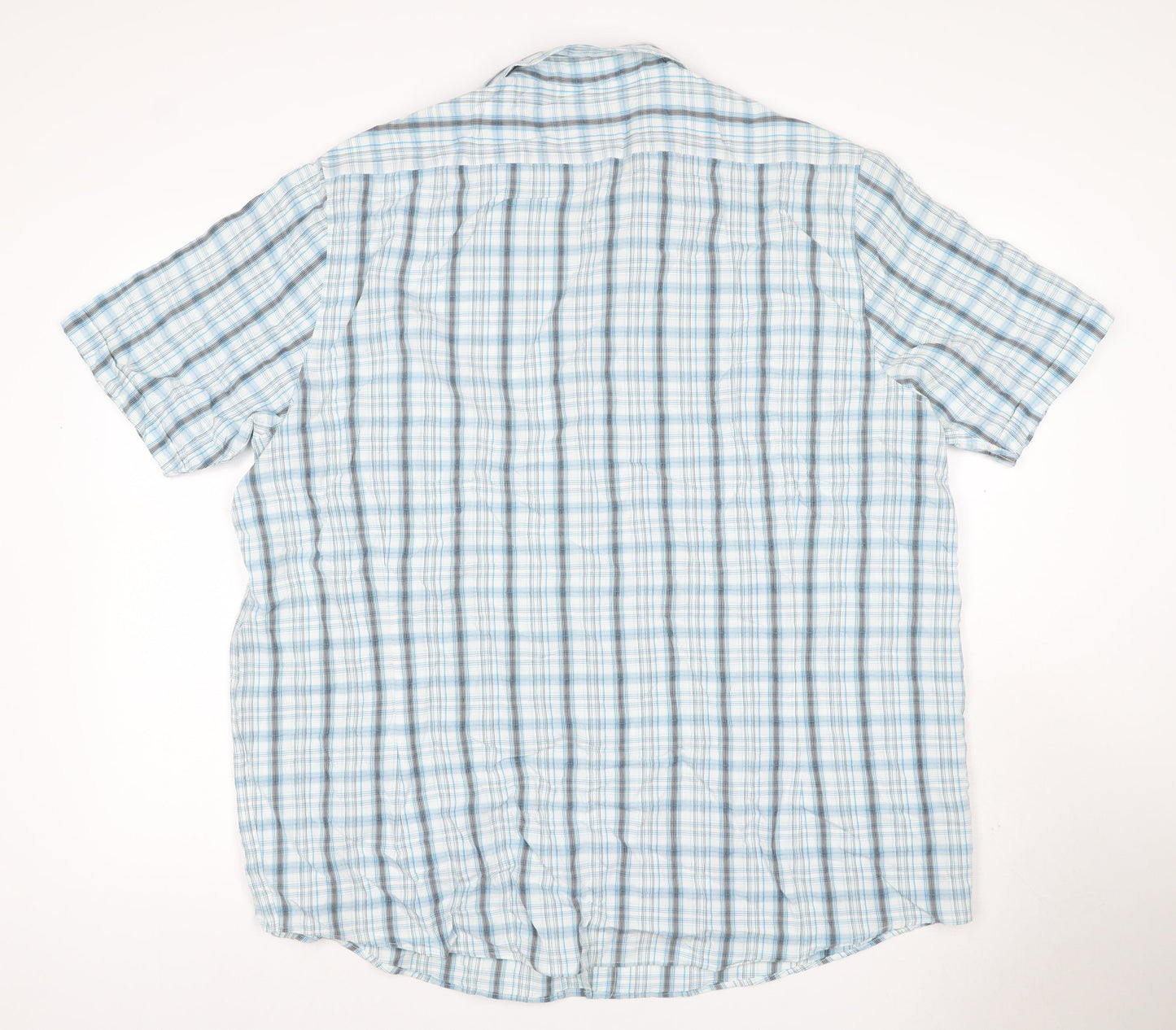 Taylor & Wright Men's Blue Check Short Sleeve Button-Up Shirt 2XL