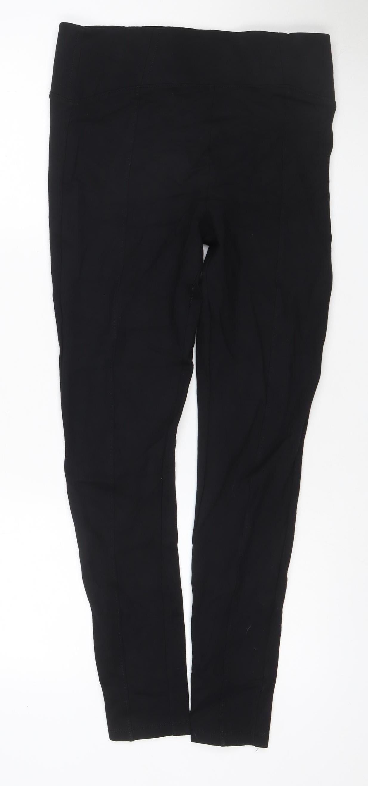 Marks & Spencer Women Black UK 12 Straight Leg Pull-On Trousers
