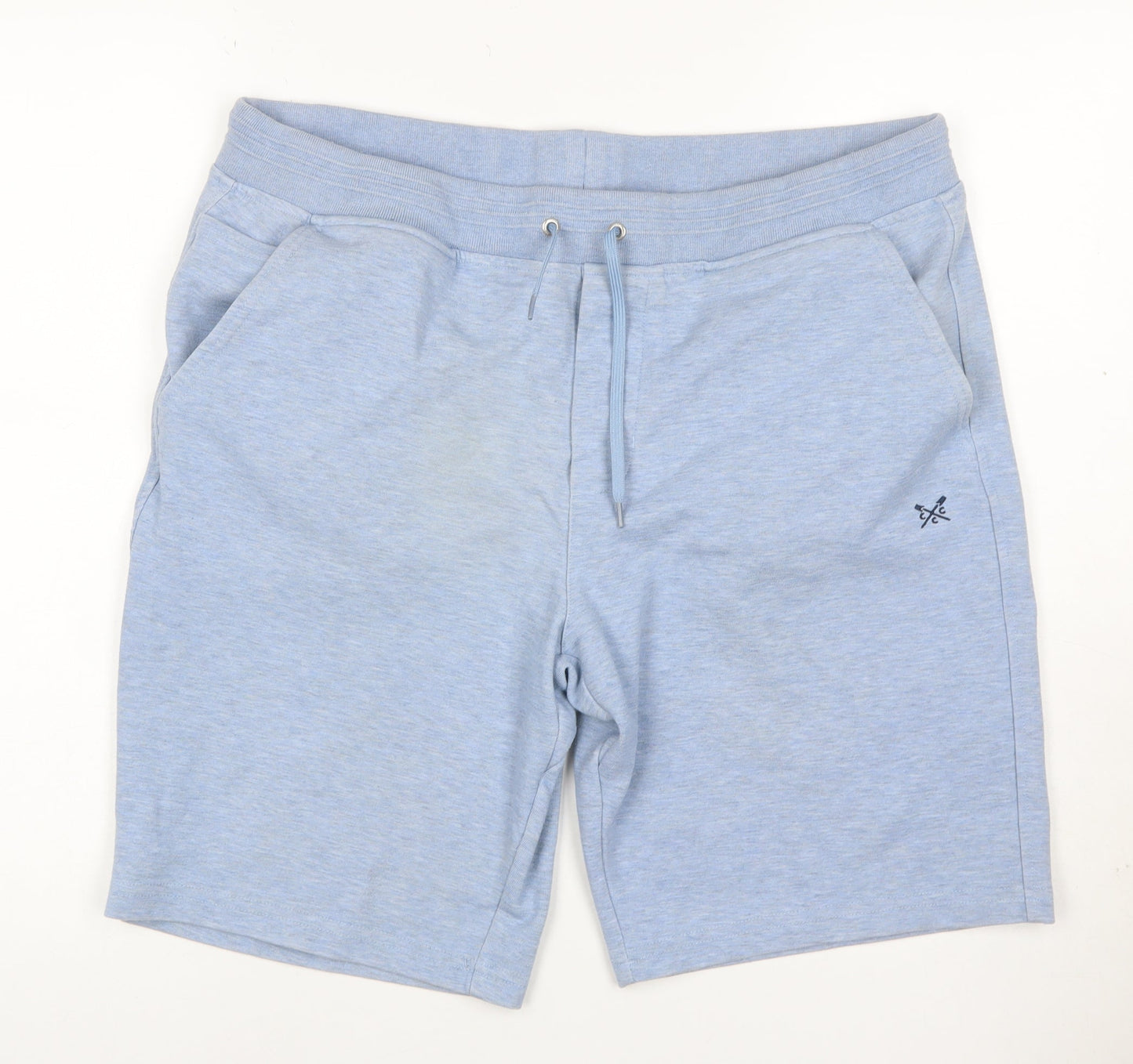 Crew Clothing Company Men Blue L Sweat Shorts Drawstring Logo Pockets