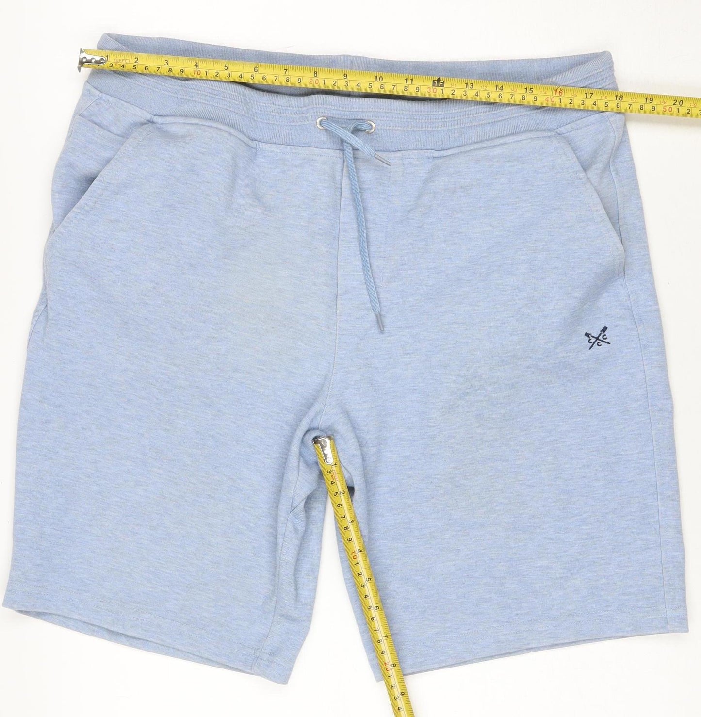 Crew Clothing Company Men Blue L Sweat Shorts Drawstring Logo Pockets