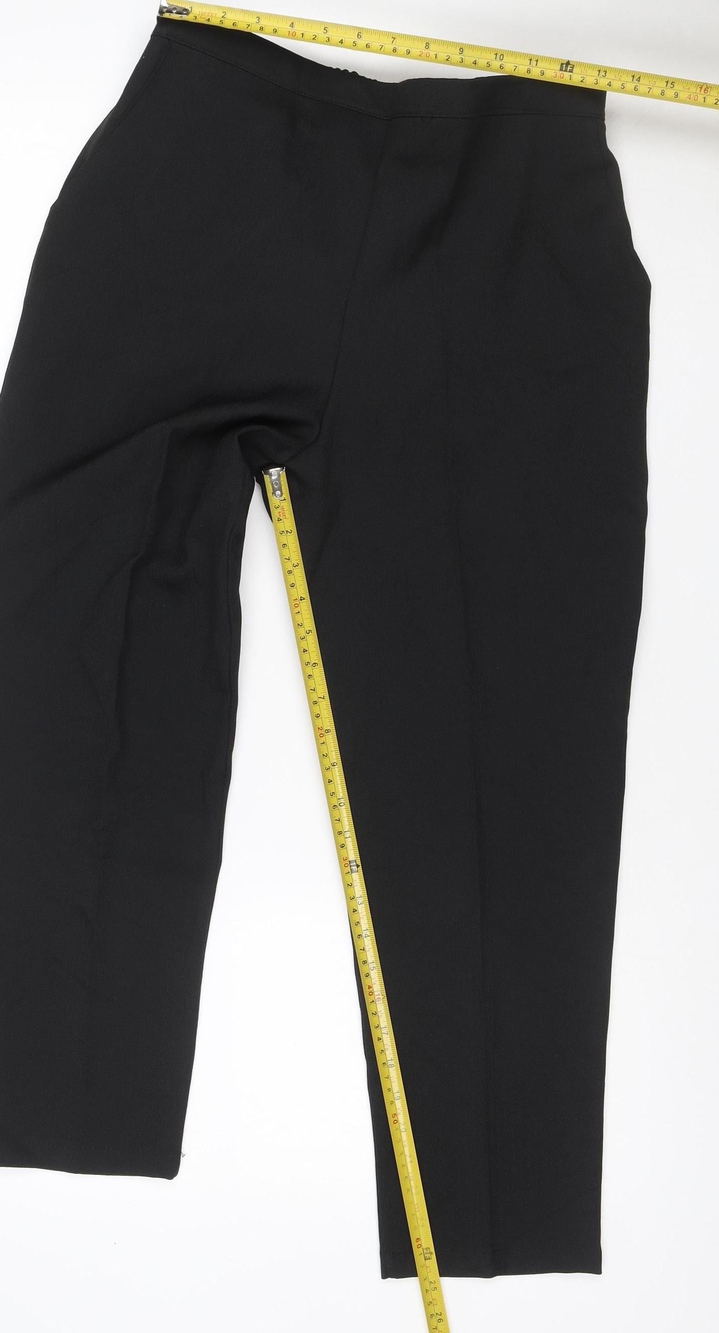 PINNS Women’s Black Size 14 Herringbone Stretch Straight Trousers