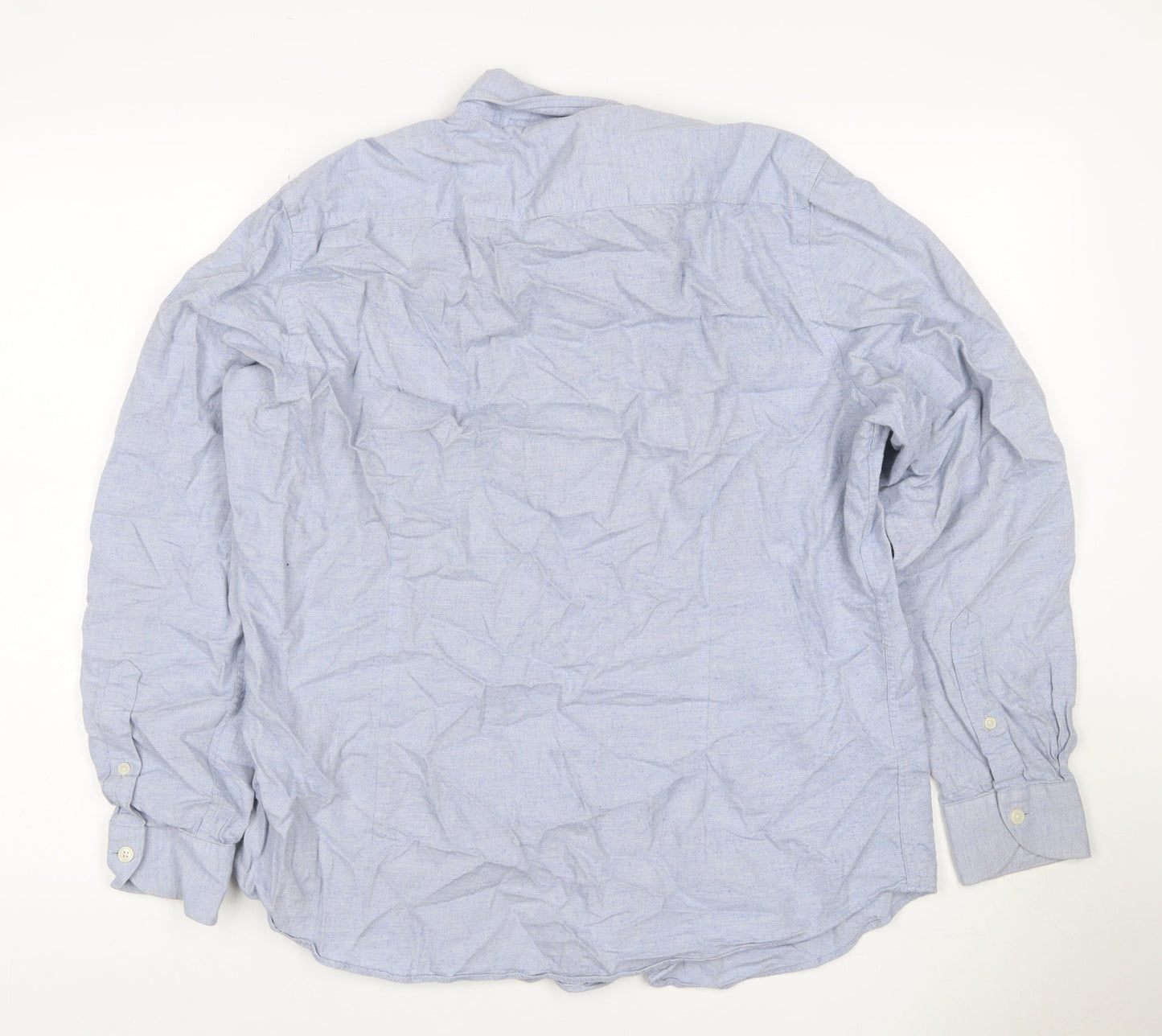Moss 1851 Men’s Blue 16in Tailored Fit Cotton Long Sleeve Shirt