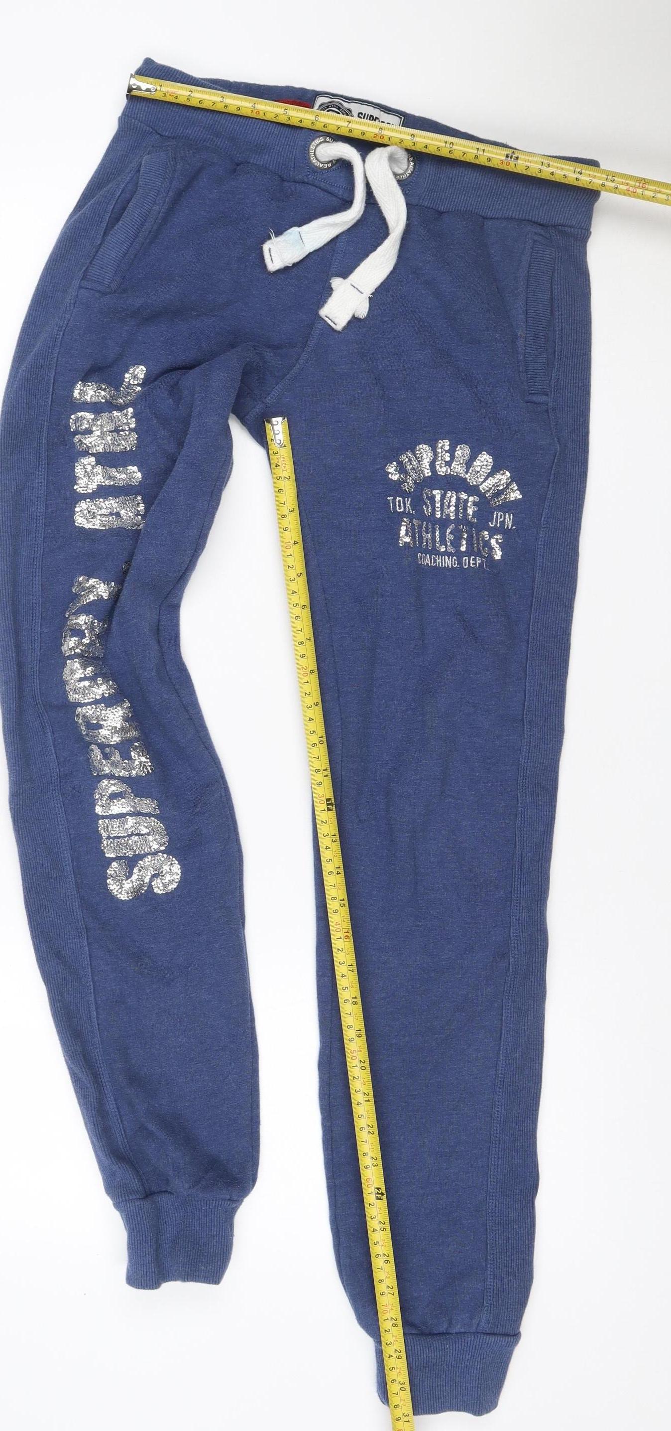 Superdry Women’s Blue S Jogger Sweatpants Cotton Blend Drawstring