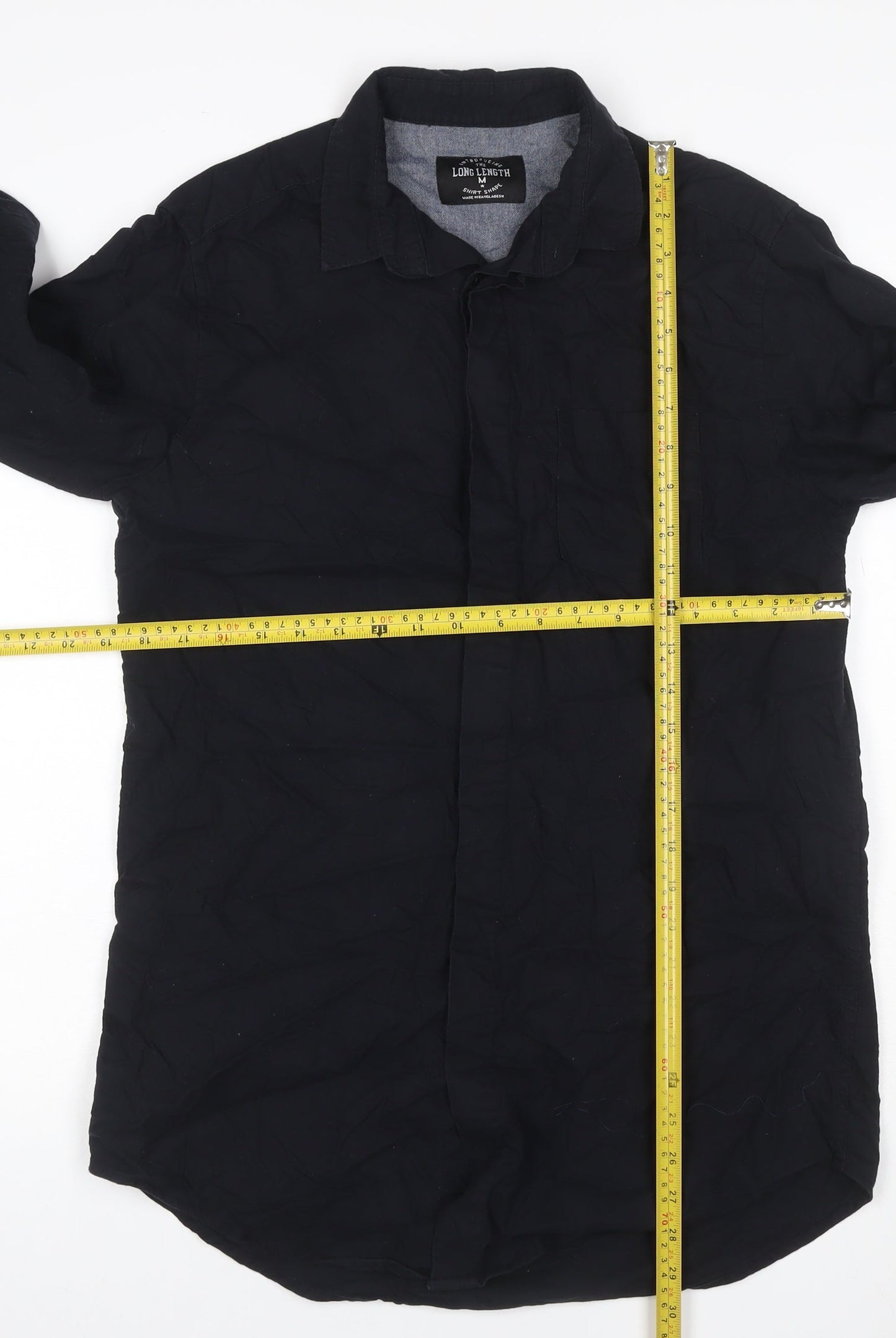 The Goodfellas Men Black M Long Length Cotton Button-Up Shirt