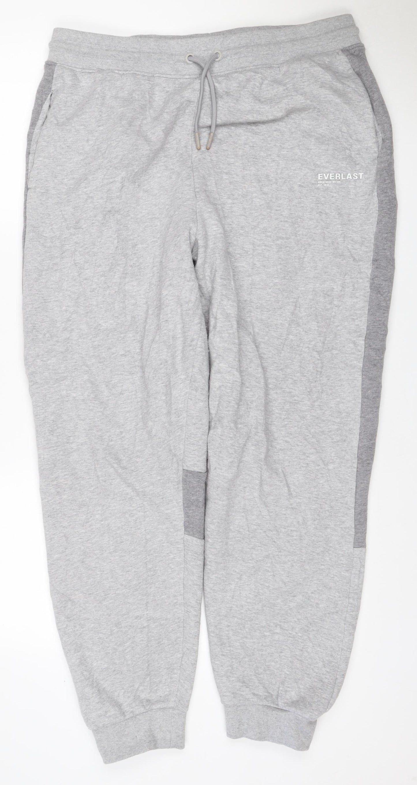 Everlast Women Grey Colourblock Jogger Sweatpants UK 16 Cotton Blend