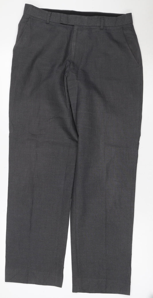 Marks and Spencer Men’s Grey 32 31 Straight Dress Trousers