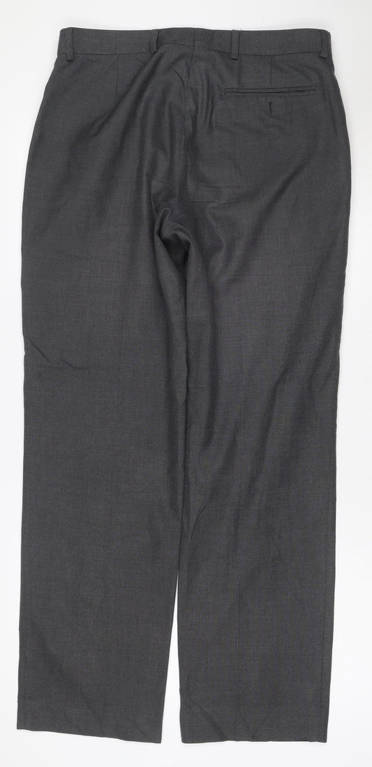 Marks and Spencer Men’s Grey 32 31 Straight Dress Trousers
