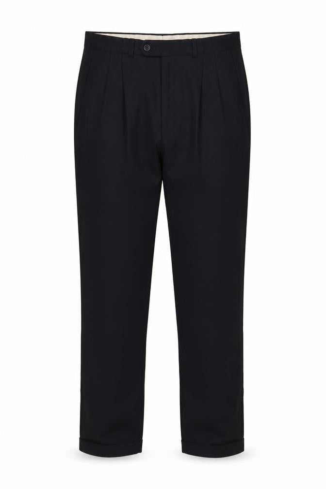 Jaeger Men’s Black 48L Pure Wool Straight Dress Trousers
