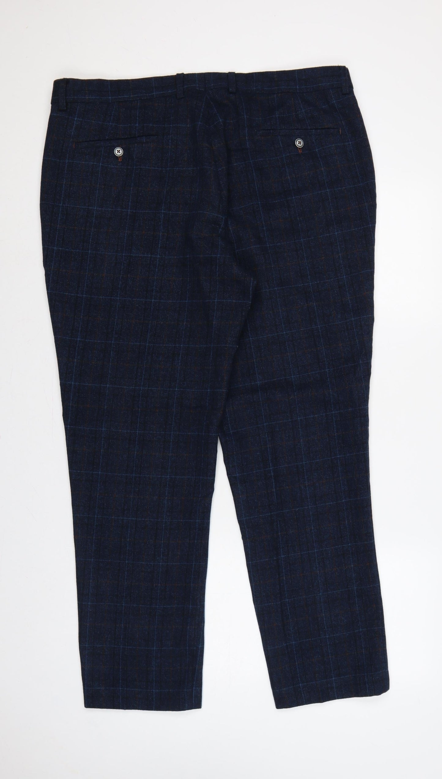 House of Cavani Men's Blue Check 40R Dress Trousers Formal Lined