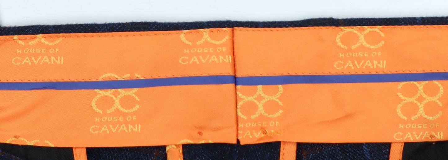 House of Cavani Men's Blue Check 40R Dress Trousers Formal Lined