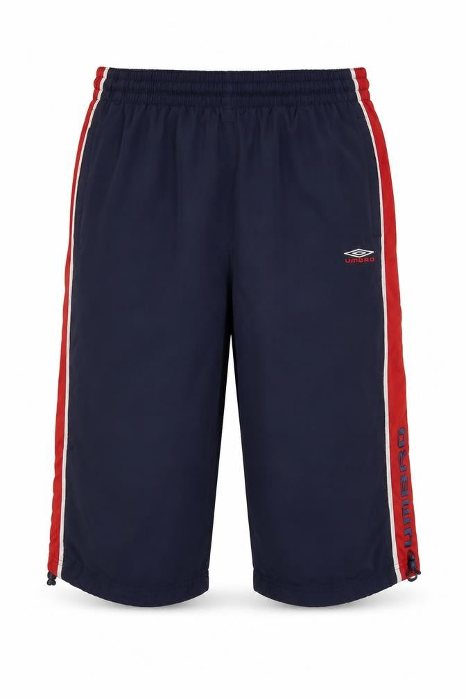Umbro Men’s Blue M Sweat Sports Shorts Red Side Stripes