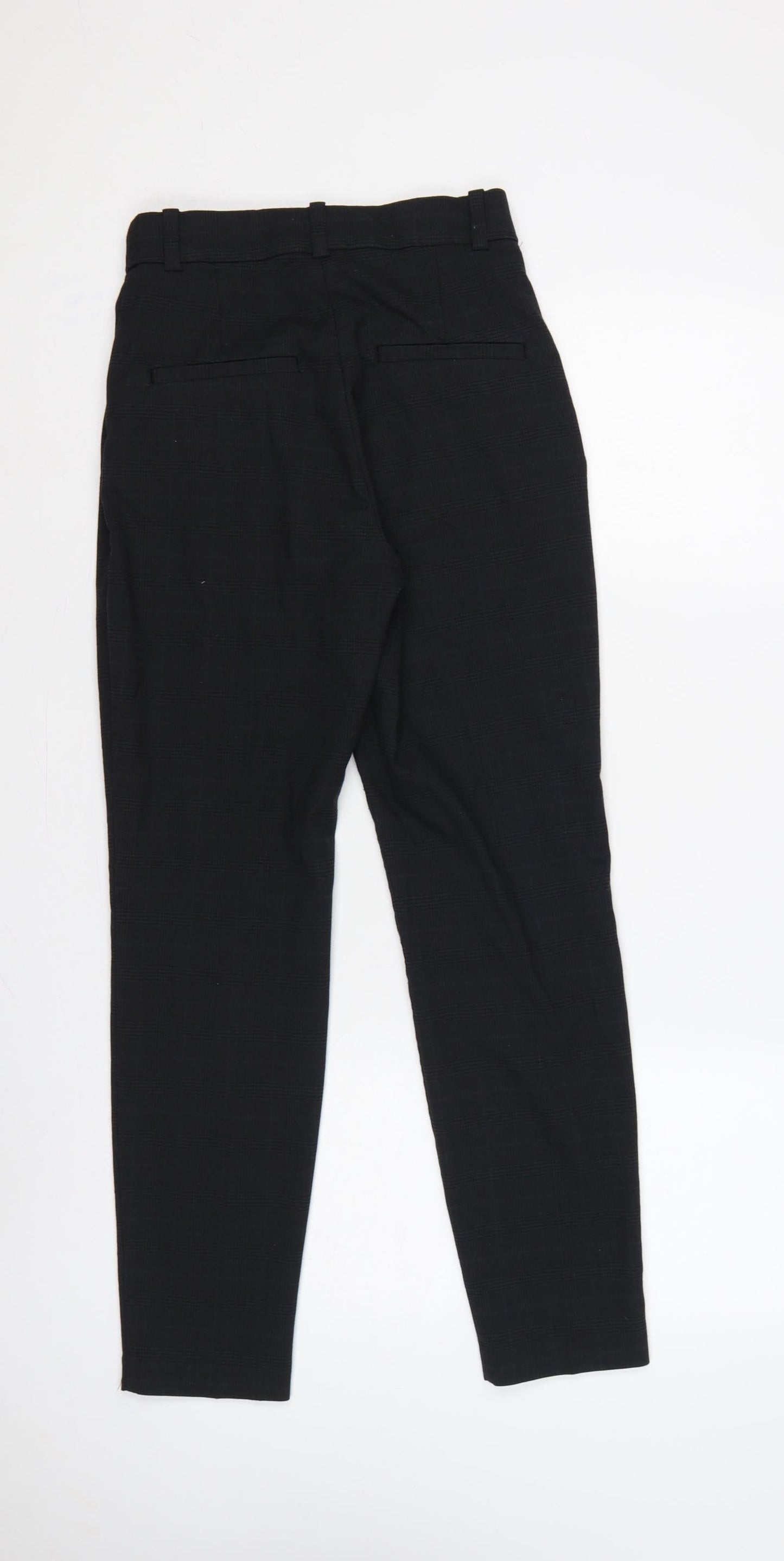 H&M Women’s Black Check High Rise Tapered Tailored Trousers UK 8