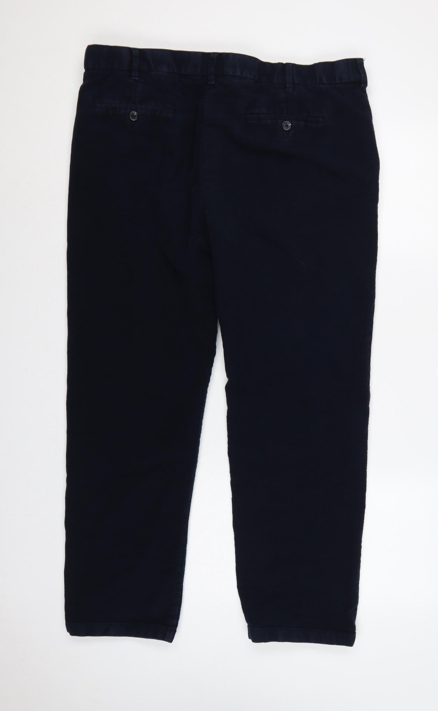 Marks & Spencer Men's Blue 40/31 Cotton Tapered Chino Trousers